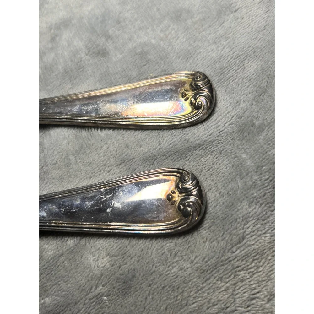 Gorham Heritage Italy Silverplate Serving Spoon Fork Set 11.5 In Vintage Party